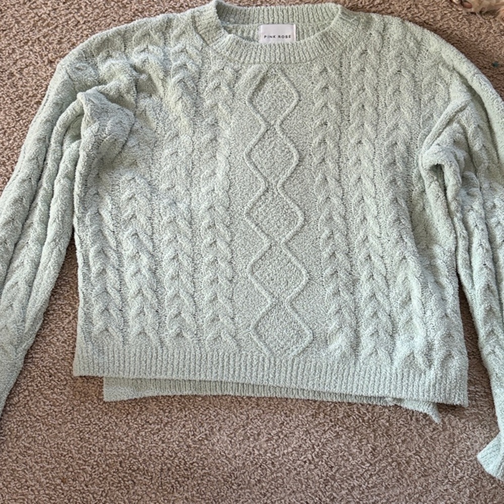 Old Navy Light Green Cable Knit Sweater